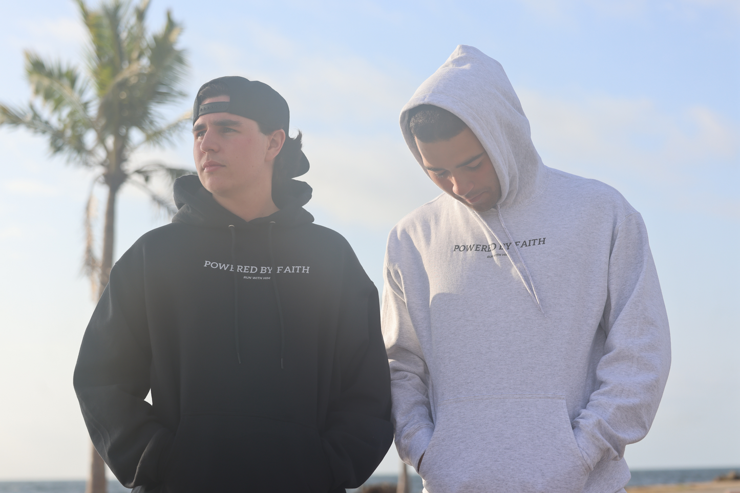 Ash Grey "Powered by Faith" Hoodie